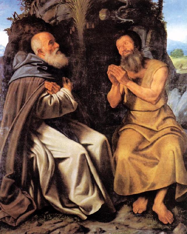SAVOLDO, Giovanni Girolamo St Anthony Abbot and St Paul oil painting picture